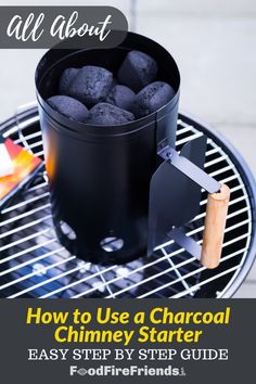 A black charcoal chimney starter sitting on the grates of a kettle grill Grilling Recipes Charcoal, Grill Area Ideas, Diy Chimney, Bbq Techniques, Bbq Chimney, Grilling Guide, Charcoal Smoker