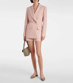 Gucci Double-breasted Wool And Mohair Blazer - Pink | Editorialist Chic Fitted Gucci Blazer, Luxury Gucci Blazer For Spring, Gucci Chic Single-breasted Blazer, Chic Gucci Single-breasted Blazer, Chic Gucci Single Breasted Blazer, Chic Tailored Gucci Blazer, Chic Gucci Notch Lapel Blazer, Gucci Long Sleeve Blazer For Spring, Chic Gucci Blazer With Notch Lapel