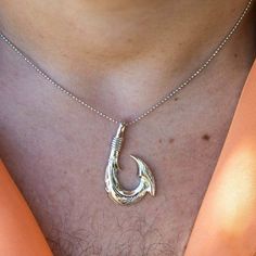 Engraved Fishhook Pendant Pendant Island by Koa Nani Sterling Silver Jewelry With Fish Hook For Gift, Sterling Silver Fish Hook Jewelry Gift, Fish Hook Jewelry, Fish Hook Necklace, Hook Necklace, Deep Love, Love And Respect, Hand Engraving, Fish Hook