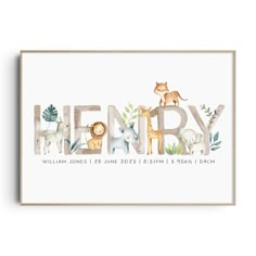 the word henry is made up of animals, plants and letters that spell it's name