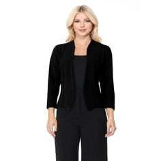 MOA COLLECTION is committed to providing each customer with the highest standard of customer service. Product Description: Solid waist length, collarless blazer with an open front and long sleeves.* Approx: Length: 23 in, Bust: 36 in, Sleeve: 19.5 in, Shoulder: 18 in Size Chart(Inches) / HBL00528S => Chest: 36/ Shoulder: 18/ Sleeve: 19.5/ Length: 23 M => Chest: 37/ Shoulder: 18.3/ Sleeve: 20/ Length: 24 L => Chest: 38/ Shoulder: 18.7/ Sleeve: 20.5/ Length: 25 XL => Chest: 39/ Shoulder: 19/ Sleev Business Casual Suit, Collarless Blazer, Casual Suit Jacket, Business Casual Blazer, Casual Blazer Women, Moa Collection, Fitted Blazer Jacket, Plus Size Blazer, Blazer Jackets For Women