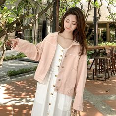 Product Description * Item:Coat * Condition: 100% Brand New * Color:pink * Size:Asian S-L * Package:1pc Coat (without any accessories ）    Please note: 1.Please allow a little error due to manual measurement. 2.The color maybe a little difference because of the light,screen reflection etc. 3.If you are not sure what size to choose, you can tell us your height and weight, we will recommend the right size for you. Shipping 1. Your Item(s) will be shipped within 5-15 business days once payment rece Pink Denim Jacket, Women Korean Fashion, Outwear Coat, Pink Denim, Denim Jacket Women, Fashion Korean, Baseball Jacket, Soft Girl, Pink Fashion