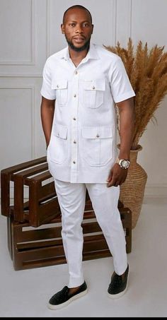 Handmade Decent White Safari Suit for Men for Wedding and - Etsy UK Safari Costume, Men Prom, Mens Traditional Wear, African Wear For Men, Moda Hippie, Nigerian Men Fashion, African Wear Styles For Men, Latest African Men Fashion, African Dresses Men