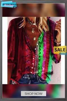 Women's Shirt Blouse Red Blue Purple Color Block Patchwork Print Long Sleeve Daily Basic Shirt Collar Long Loose Fit S Red Bohemian Shirt For Spring, Casual Red Patchwork Blouse, Red Patchwork Blouse For Spring, Bohemian Red Tops With Buttons, Red Long Sleeve Beach Blouse, Multicolor Patchwork Button-up Blouse, Long Sleeve Patchwork Tops For Summer, Long Sleeve Patchwork Blouse For Beach, Red Long Sleeve Blouse For Summer