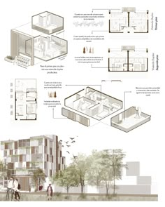 an architectural drawing shows the various sections of a house and its surrounding area, including two levels