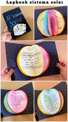 the instructions for how to make an easy paper plate solar system that looks like a book