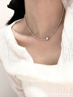 Material: Artificial Crystal Color: Silver Fashion Element: Pearl Style: Affordable luxury style Elegant Alloy Chain Pearl Necklace, Elegant Alloy Clavicle Chain Necklace, Elegant Pearl Necklace With Alloy Chain, Elegant Alloy Pearl Necklace With Chain, Chic Silver Alloy Chain Necklace, Elegant White Alloy Necklaces, Elegant Alloy Chain Jewelry, Elegant Alloy Pendant Necklace, Minimalist Alloy Necklaces For Party