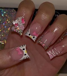 Hello Kitty Duck Nails, Hello Kitty Nails Short, Hello Kitty Nails Art, Kitty Nails, Hello Kit