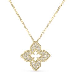 Roberto Coin 18K Yellow Gold Venetian Princess Diamond Necklace Roberto Coin Jewelry, Diamond Flower Pendant, Princess Necklace, Princess Collection, Roberto Coin, Italian Jewelry, Diamond Flower, Princess Diamond, Yellow Gold Pendants