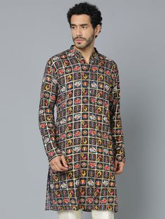 VASTRAMAY Men's Navy Blue Patola Print Ethnic kurta Add a touch of ethnic elegance to your wardrobe with this VASTRAMAY kurta. It features a beautiful navy blue base with a traditional patola print, making it perfect for any special occasion. Features Navy blue color with patola print Mandarin collar Full sleeves Knee length Pockets Specifications Material: Cotton Blend Top Length: Knee Length Sleeve Length: Full Sleeves Material & Care Top Fabric: Cotton Blend Care: Dry Clean Only Legal Disclai Patola Print, Sleeveless Jacket, Navy Blue Color, Mens Navy, Full Sleeves, Packaging Labels, Top Fabric, Product Images, Mandarin Collar