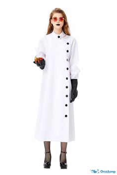 Orcajump - Halloween Frankenstein suit lab researcher role-playing suit white lab coat scientist - Final Sale White Long Sleeve Costume For Cosplay, White Long Sleeve Cosplay Costume, White Long Sleeve Cosplay Costume For Costume Party, White Long Sleeve Cosplay Costume For Party, White Long Sleeve Costume For Party, Scientist Clothes, Female Scientist, White Lab Coat, Halloween Frankenstein