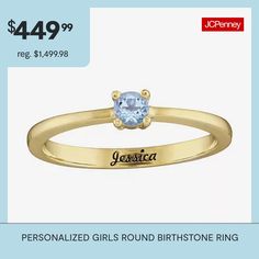 She'll feel extra special wearing this birthstone ring engraved with her name or birthdate. Made in America.Metal: Sterling silver, 10K or 14K white or yellow goldStone: Simulated round gemstonePersonalize: up to 10 charactersCare: Wipe CleanCountry of Origin: Made in USChoose one birthstone. Use the letter key below to represent the months:A=JanuaryB=FebruaryC=MarchD=AprilE=MayF=JuneG=JulyH=AugustI=SeptemberJ=OctoberK=NovemberL=DecemberRing Style: Cocktail RingsFeatures: Personalized, Monogram… Personalized 14k Gold May Birthstone Ring, Personalized White Gold Birthstone Ring For Mother's Day, Yellow Gold Birthstone Ring For Birthday, Personalized Adjustable Birthstone Ring, Custom Name Round Birthstone Ring For Anniversary, Custom Name Birthstone Ring For Mother's Day, Personalized Birthstone Ring For Mother's Day, Personalized Birthstone Promise Ring, Mother's Day Birthstone Ring With Name