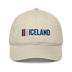 Introducing the Iceland Organic Cotton Baseball Cap, a timeless accessory that blends style with sustainability. Crafted from 100% organic cotton, this hat not only elevates your look but also reflects your love for the world. Embroidered with 'Iceland' on the front and '1944' on the back to commemorate the founding of the Republic of Iceland, it's more than just a cap—it's a statement of your quest for travel and adventure. Made with care, this cap boasts:• 100% organic cotton fabric, ensuring Made In Usa Cotton Cap, Cotton Snapback Hats Made In Usa, Curved Brim Cotton Hat Made In Usa, Casual Cotton Hats Made In Usa, Travel And Adventure, World Travel, Timeless Accessories, Organic Cotton Fabric, Travel Lover