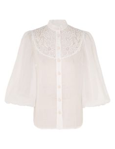 The Golden Embroidered Yoke Blouse in Ivory/Ivory from our Summer Swim 2024 Collection. A ramie long sleeve blouse featuring placement embroidery and a mandarin collar. Swim 2024, Placement Embroidery, One Piece Clothing, Lace Wrap, Resort Dresses, Summer Swim, Swimwear Outfit, Knit Shirt, 2024 Collection