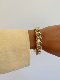 Details: BRASS - hand dipped in a 14k gold plate Brass Hand, Id Bracelets, Black Spinel, Bracelet Clasps, Love Bracelets, Gold Filled Chain, Fashion Advice, Sterling Silver Bracelets, Chain Link