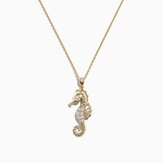 Effy Seaside 14K Yellow Gold Diamond Seahorse Pendant, 0.15 TCW Seahorse Jewelry, Ruby Diamond Pendant, Diamond Cross Necklace Gold, Diamond Drop Pendant, Seahorse Pendant, Diamond Evil Eye, Starfish Pendant, White Gold Sapphire, Diamond Cross Pendants