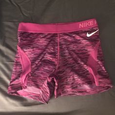 Nwot! Nike Pro Spandex Shorts. So Cute And So Comfortable. Size Medium, But As Per Typical Nike, Fit Like A S/M. Purple Sportswear Shorts With Built-in Liner, Purple Sportswear Bottoms With Built-in Shorts, Fitted Purple Athletic Shorts For Gym, Sporty Fitted Purple Athletic Shorts, Purple Fitted Sporty Athletic Shorts, Purple Sports Shorts With Built-in Shorts, Purple Compression Training Bottoms, Purple Stretch Go-dry Bottoms, Stretch Purple Sportswear Shorts