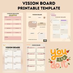 the vision board printable template is shown