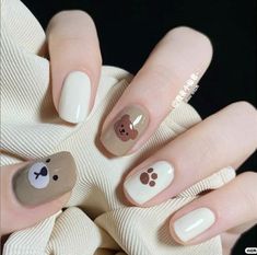 Quick Nail Art, Minimal Nails Art, Bears Nails, Asian Nails, Hello Nails, Cute Simple Nails, Simple Gel Nails, Minimal Nails, Really Cute Nails