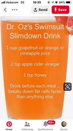 Slim Down Drink, Honey Drink, Diet Drinks, Healthy Drinks Recipes, Fat Burner Drinks, Think Food