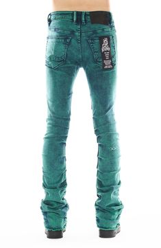 Stand out in these stretchy, overdyed bootcut jeans made with pleated sides and extralong legs meant to be worn stacked at the hem. Zip fly with button closure Five-pocket style 86% cotton, 10% spandex, 4% polyester Machine wash, line dry Imported Bootcut Jeans, Meant To Be, Emerald, Nordstrom, Spandex