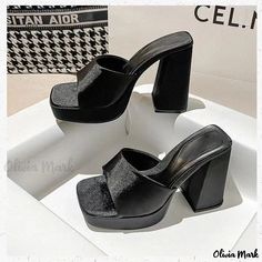 Olivia Mark - Womens Open Toe Platform Sandals with Chunky High Heels and Waterproof Thick Soles Square Head, Chunky High Heels, Barefoot Shoes, Olivia Mark, Synthetic Leather, Snake Print, Platform Sandals, Slip On Sandal, Open Toe