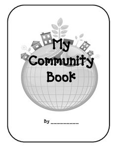 a book cover with the words my community book written in black and white on it