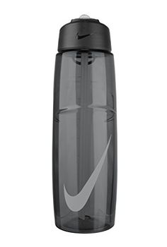 the nike water bottle is black and white