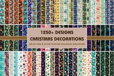 a large collection of christmas decorations in various colors and sizes, with the text below it