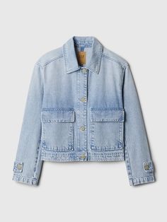 Denim Utility Shirt Jacket Utility Shirt, Oversized Denim Jacket, Classic Wardrobe, Gap Denim, Denim Jacket Women, The Gap, Recycled Cotton, Denim Fashion, Modest Fashion