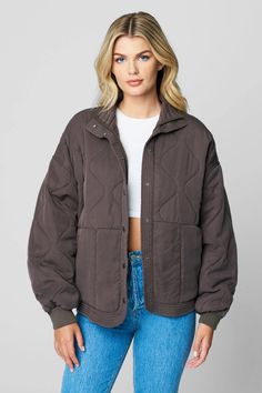 Super Soft Tencel Dropshoulder Quilted Jacket[Shell: 100% Lyocell; Filling: 100% Polyester; Lining: 100% Cotton] Moonless Night, Basic Jackets, Cute Jackets, Winter Jackets Women, Blank Nyc, Fall Jackets, Light Jacket, Fall Winter Outfits, Quilted Jacket