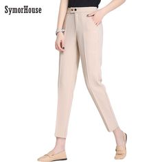 Women's Pants Trousers for Women with High Waist Button Pants capris Spring Autumn Female Ankle Length Fashion Office Pants Button Pants, Office Pants, Fashion Office, Trousers For Women, Womens Pants, Women's Pants