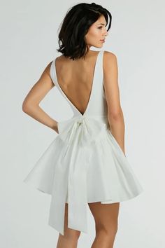 Dresses for Parties, Prom, Weddings, Formals, & Every Day | Windsor Bow Homecoming Dress, Graduation Dress Inspiration, Dress With Bow In The Back, White Mini Party Dress, Hoco Dresses White, Red Bow Dress, Dresses For Parties, White Skater Dress, Bridal Wardrobe