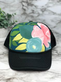 "These unique custom MADE TO ORDER hats are truely one of a kind. Not all heads are created equal , which is why we have so many size options. You can customize your hat color, size and your favorite design. please note all hat colors vary by size, in other words- not every hat color is available in every size. **please note these are made to order and the design layouts will be unique to each hat ordered** Please feel free to ask any questions you have about sizing, as these are MADE TO ORDER e Multicolor Curved Bill Hats For Spring, Whimsical Adjustable Trucker Hat Snapback, Whimsical Adjustable Trucker Snapback Hat, Whimsical Adjustable Snapback Trucker Hat, Whimsical Adjustable Trucker Hat, Multicolor 5-panel Trucker Hat For Summer, Multicolor Casual Baseball Cap Gift, Casual Multicolor Baseball Cap As Gift, Casual Multicolor Baseball Cap Gift