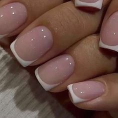 Square Pink French Nails -Short -24 Pcs Pink French Nails, White Tips, Nagel Tips, Colorful Nails, Her Nails, Nagel Inspo, Short Acrylic Nails Designs, Cat Kuku, Stick On Nails