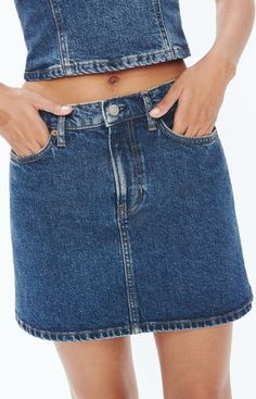 Free shipping and returns on Reformation Lydia High Waist Denim Miniskirt at Nordstrom.com. This season-spanning denim skirt is cut to a leggy length for day-to-night appeal. Denim Miniskirt, High Waist Denim, Fabric Gift Bags, Nordstrom Store, Fabric Gifts, Free Fabric, High Waisted Denim, Denim Skirt, Jean Shorts