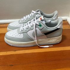 ‘Light Silver/Black’, Perfect Condition, Never Worn, Comes With Original Box. Nike Air Force 1 With Air Cushioning, Gray Custom Sneakers For Streetwear, Sporty Silver Basketball Shoes For Streetwear, Nike Air Force 1 Casual Streetwear With Air Cushioning, Gray Basketball Shoes With Air Max Cushioning For Streetwear, Gray Air Max Cushioned Basketball Shoes For Streetwear, Casual Silver Basketball Shoes For Streetwear, Nike Sporty Silver Custom Sneakers, Nike Sporty Custom Silver Sneakers