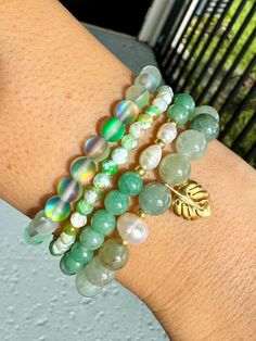 This listing is for one (1) set of 4 bracelets. Beaded Bracelet Stack, Bracelets Crystal, Mini Bracelet, Bracelet Chakra, Mermaid Glass, Green Bracelet, Green Mermaid, Chakra Bracelet, Green Agate