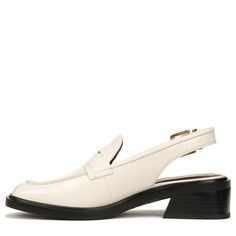 PRICES MAY VARY. Women's loafers with synthetic leather partially made from recycled materials Slingback flats with adjustable buckle strap Square toe sling back loafers for women Modern women's loafers with metallic ornament on penny holder strap 1.75 inch stacked block heel comfortable dress shoes for women Elegant White Square Toe Loafers, 4-inch Patent Leather Slingback Heels, Patent Leather Slingback Pumps With 4-inch Heel, Comfortable Dress Shoes For Women, White Synthetic Flat-heel Loafers, Patent Leather Buckle Closure Slip-on Loafers, Comfortable Dress Shoes, Slingback Flats, Sling Back