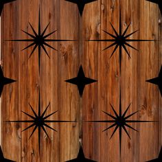 an image of wood with star designs on the top and bottom part, as well as black lines