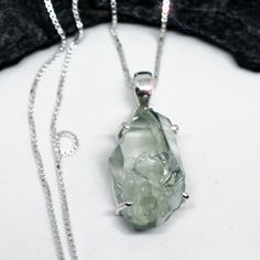 "This necklace is made from gorgeous clear light green amethyst (Prasiolite) as pulled from Mother Earth. It is a beautiful color, a very light green. The pendant is 1 1/4\" and is set in sterling silver. The gemstone is 1/2\" x 7/8\".  The 18\" 1.5 mm sterling silver chain is finished with a sterling silver spring ring clasp. You will your necklace gift boxed with a jewelry tag stating gemstones and metals used." Green Amethyst Necklace For Gift, Faceted Green Amethyst Necklace As A Gift, Faceted Green Amethyst Necklace Gift, Green Amethyst Pendant Necklace As Gift, Gift Green Amethyst Faceted Necklace, Necklace Gift Box, Jewelry Tags, Green Amethyst, Silver Spring