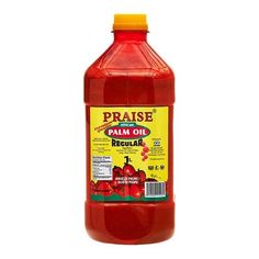 a bottle of praise palm oil on a white background