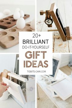 the words brilliant do - it - yourself gift ideas are shown in four different pictures