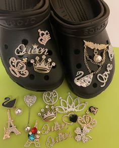 Crocs charms for Girl, Luxury crocs charms, Bling crocs charms, Charms for crocs. Croc Jibbitz 💖Show off your hobbies, sense of humor, or latest obsession with our Fun and Cute Charms! Our charms are decorated with beautiful rhinestone and are easy to put on Crocs. 🎁🎁 Extra Special Surprise with the purchase of 2 or more Charms! 💚Check out other bling & luxury charms at my Etsy shop! https://www.etsy.com/es/shop/BrooklynButtonStore 💚💚 One low shipping charge no matter how many you purchase Bedazzled Crocs Shoes Black, Lv Crocs Charms, Cute Crocs Shoes Size 3, Badazzel Crocs Charms, Crocs Charms Country, Black Crocs With Gold Charms, Womens Crocs Charm, Crocs Jibits Amazon, Black Crocs With Mexican Charms