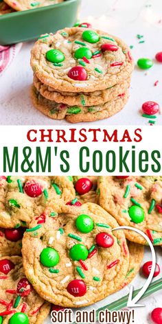 christmas m & m's cookies with green and red candies