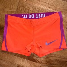 Look Brand New Stretch Purple Nike Athletic Shorts, Nike Purple Athletic Stretch Shorts, Nike Stretch Athletic Shorts In Purple, Stretch Nike Shorts In Purple, Nike Stretch Purple Shorts, Fitted Shorts, Nike Clothing, Nike Fit, Nike Orange