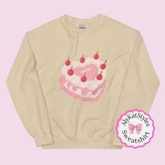 Wifey Sweatshirt With Sweet Vintage Cake Design Cozy Bridal - Etsy Cute Cream Cotton Sweatshirt, Cute Cream Crew Neck Top, Sweet Crew Neck T-shirt For Gift, Cute Long Sleeve Sweatshirt For Birthday, Cute Crew Neck Sweatshirt For Gift, Cute Pink Sweatshirt For Gift, Cute Pink Sweatshirt As Gift, Cute Graphic Print Sweatshirt For Gift, Kawaii Crew Neck Tops For Gifts