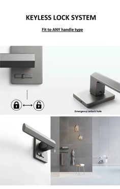 the keyless lock system is shown in three different pictures, with instructions to install and use