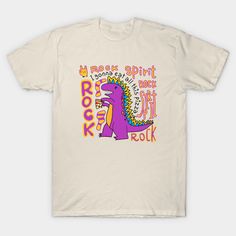 dinosaur,punk,rock funk,rock spirit,disco,glam,pizza,art pop,alternative dance,alternative,avant funk,dance,indie pop,indie,neo psychedelia -- Choose from our vast selection of Crewneck and V-Neck T-Shirts to match with your favorite design to make the perfect graphic T-Shirt. Pick your favorite: Classic, Boxy, Tri-Blend, V-Neck, or Premium. Customize your color! For men and women. Unisex Rock And Roll T-shirt For Streetwear, Fun Short Sleeve T-shirt For Music Festival, Rock And Roll Graphic T-shirt For Music Festival, Unisex Rock And Roll T-shirt For Concert, Unisex Rock And Roll T-shirt With Graphic Print, Casual Dinosaur Print Tops For Streetwear, Retro Screen Print T-shirt For Festivals, Fun Graphic Print T-shirt For Music Festival, Punk Style Festival T-shirt With Graphic Print