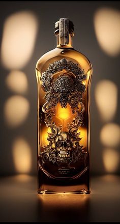 a bottle with an intricate design on it